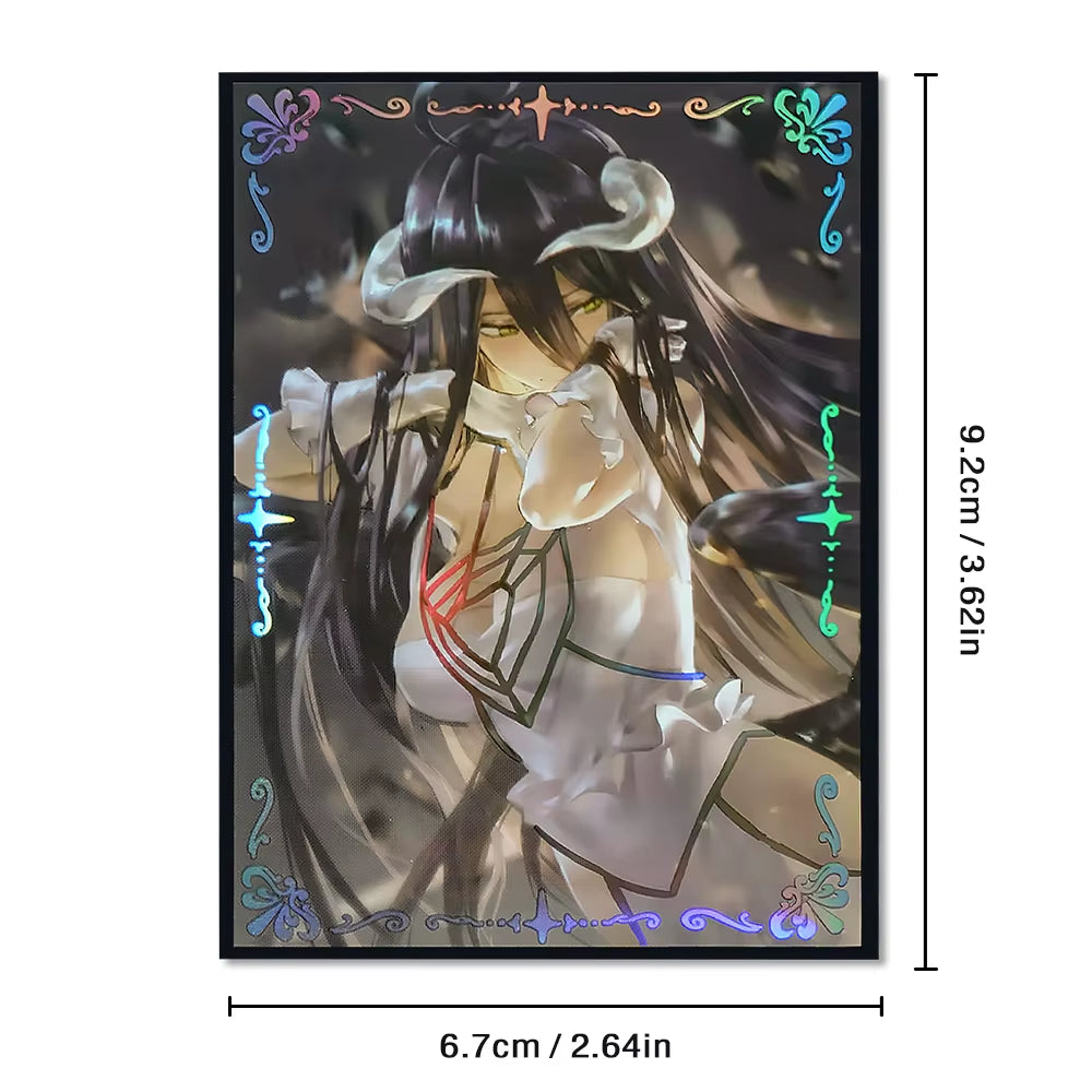 60PCS 67×92Mm Holographic Flashing Anime Card Sleeves for MTG/PKM Overlord Top Loading Inner Trading Card Protector for PTCG