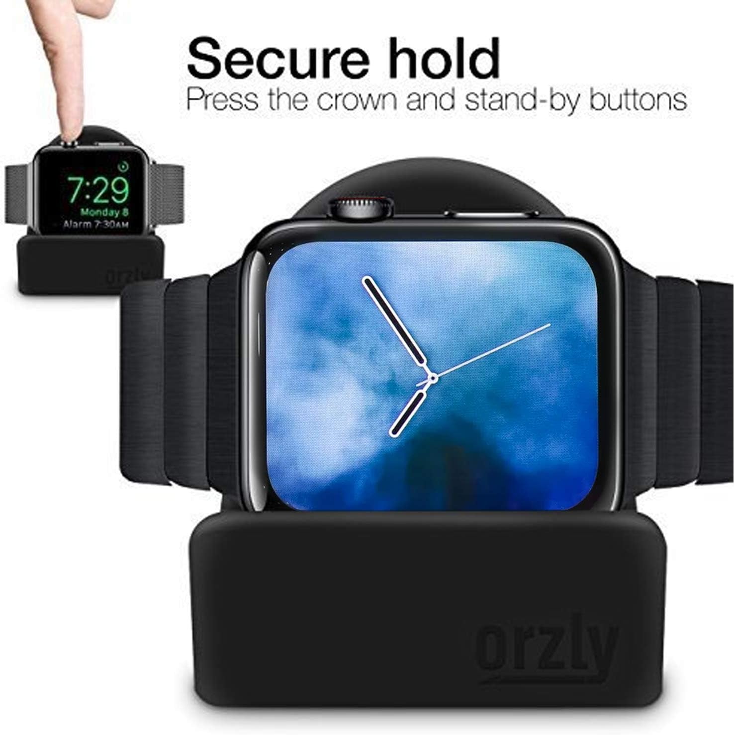 Elegant Apple Watch Charger Stand Apple Watch for All Series Ultra 49Mm 2025 Series 10 46/42Mm 9/8/7 45/ 41Mm SE2/SE/6/5/4 44/40Mm 3/2/1 42/38Mm Durable TPU - Gift Boxed - Black