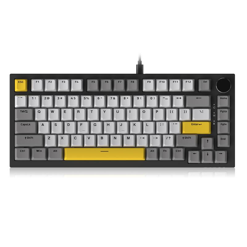 AJAZZ AK820 75% Wired RGB Gasket Mechanical Keyboard with Volume Knob, South Facing LED, Poron Foam, PBT Keycaps, Custom Programmable Hot-Swap Keyboard