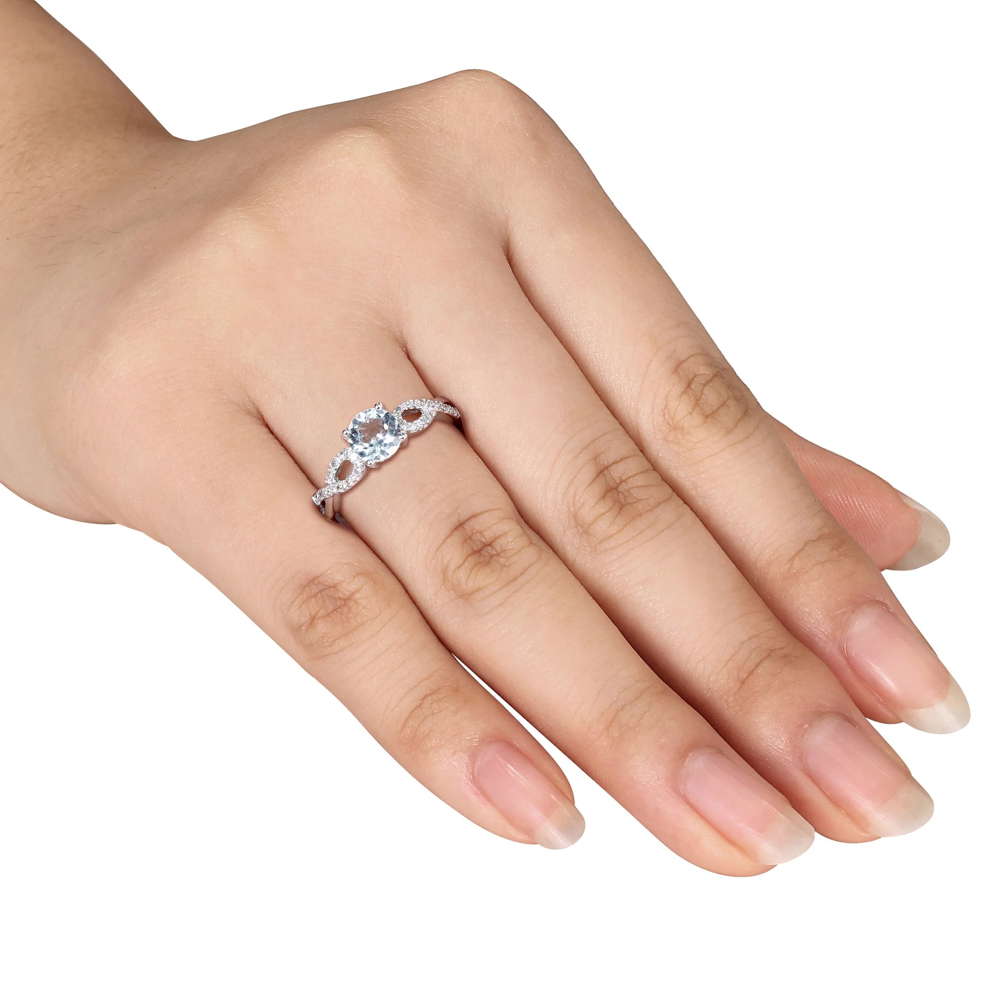 Women'S Aquamarine 10K White Gold Engagement Ring