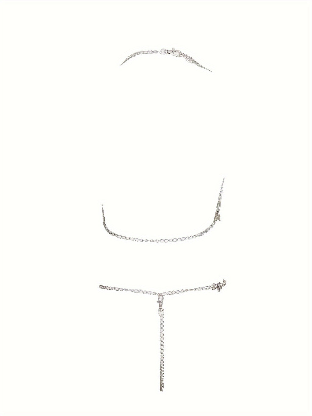 Hot Hollow Out Backless Ring Linked Chain Cosplay Costume, See Through Halter Top & Thong, Women's Sexy Lingerie & Underwear