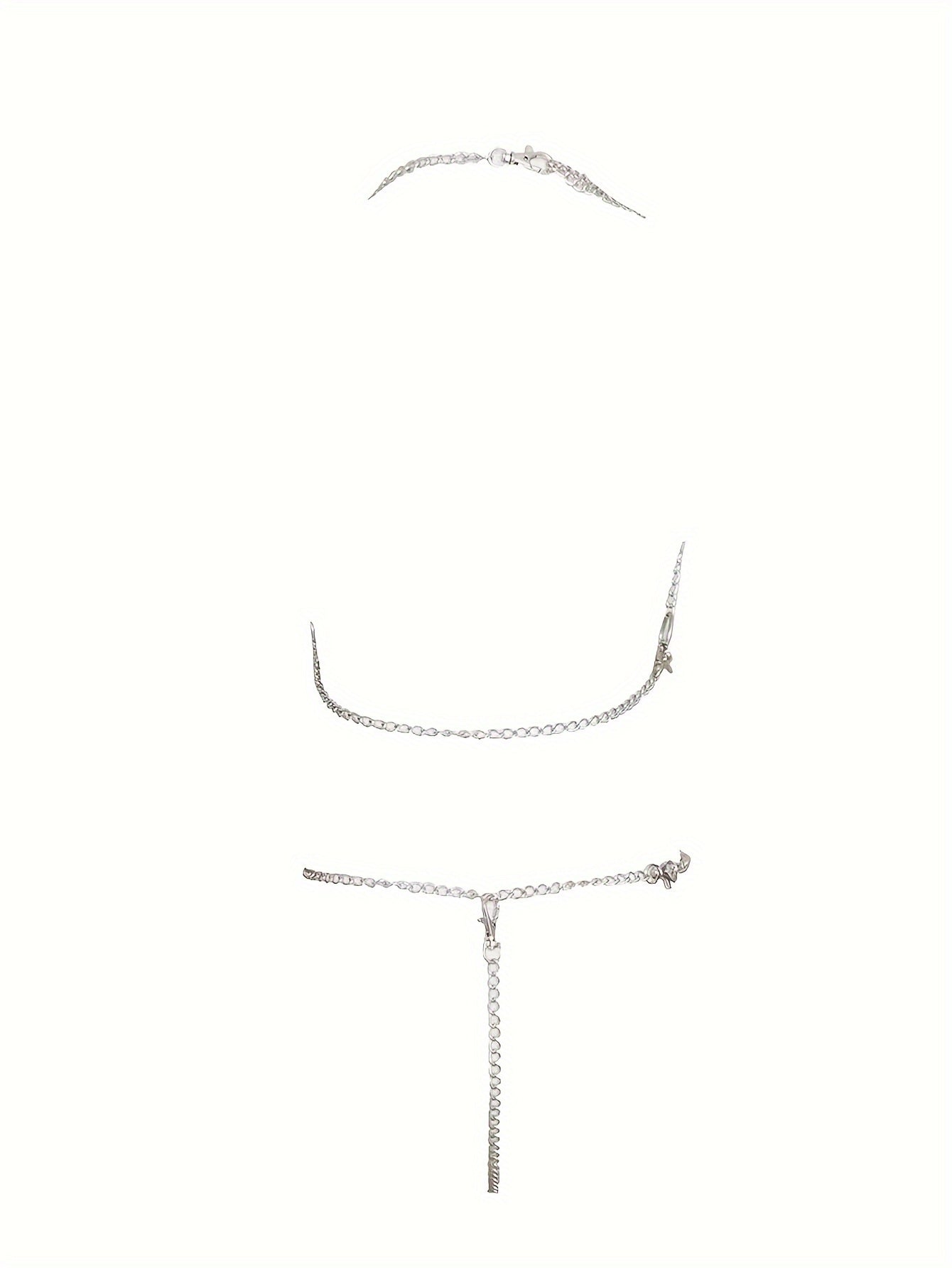 Hot Hollow Out Backless Ring Linked Chain Cosplay Costume, See Through Halter Top & Thong, Women's Sexy Lingerie & Underwear