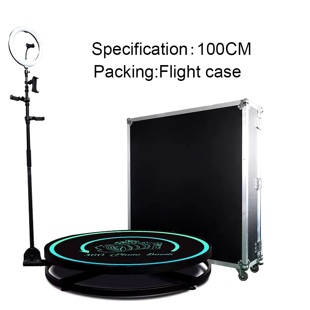 Portable 360 Photo Booth Automatic Rotating Selfie 360 Camera Photobooth with Flight Case Packing for Wedding Party Events