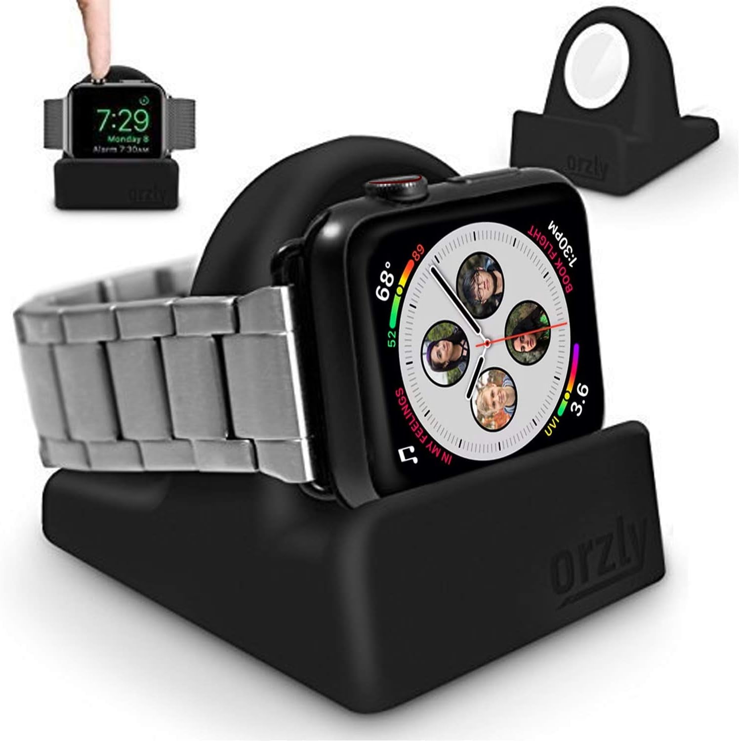 Elegant Apple Watch Charger Stand Apple Watch for All Series Ultra 49Mm 2025 Series 10 46/42Mm 9/8/7 45/ 41Mm SE2/SE/6/5/4 44/40Mm 3/2/1 42/38Mm Durable TPU - Gift Boxed - Black