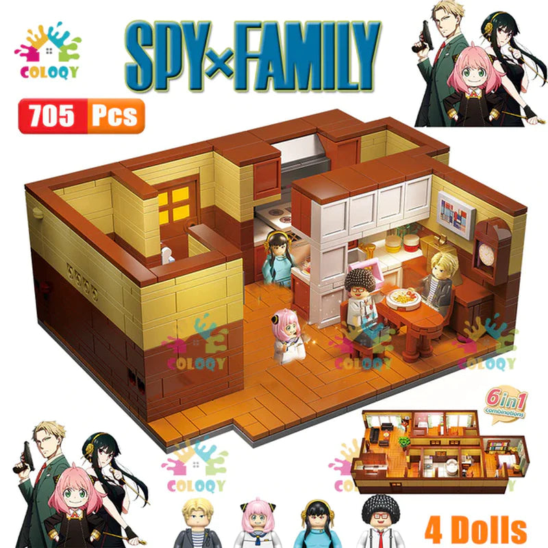 Popular Anime Arnia Spy X Family Living Room Building Blocks Mini Action Figures House Bricks Toys for Kids Christmas Gifts