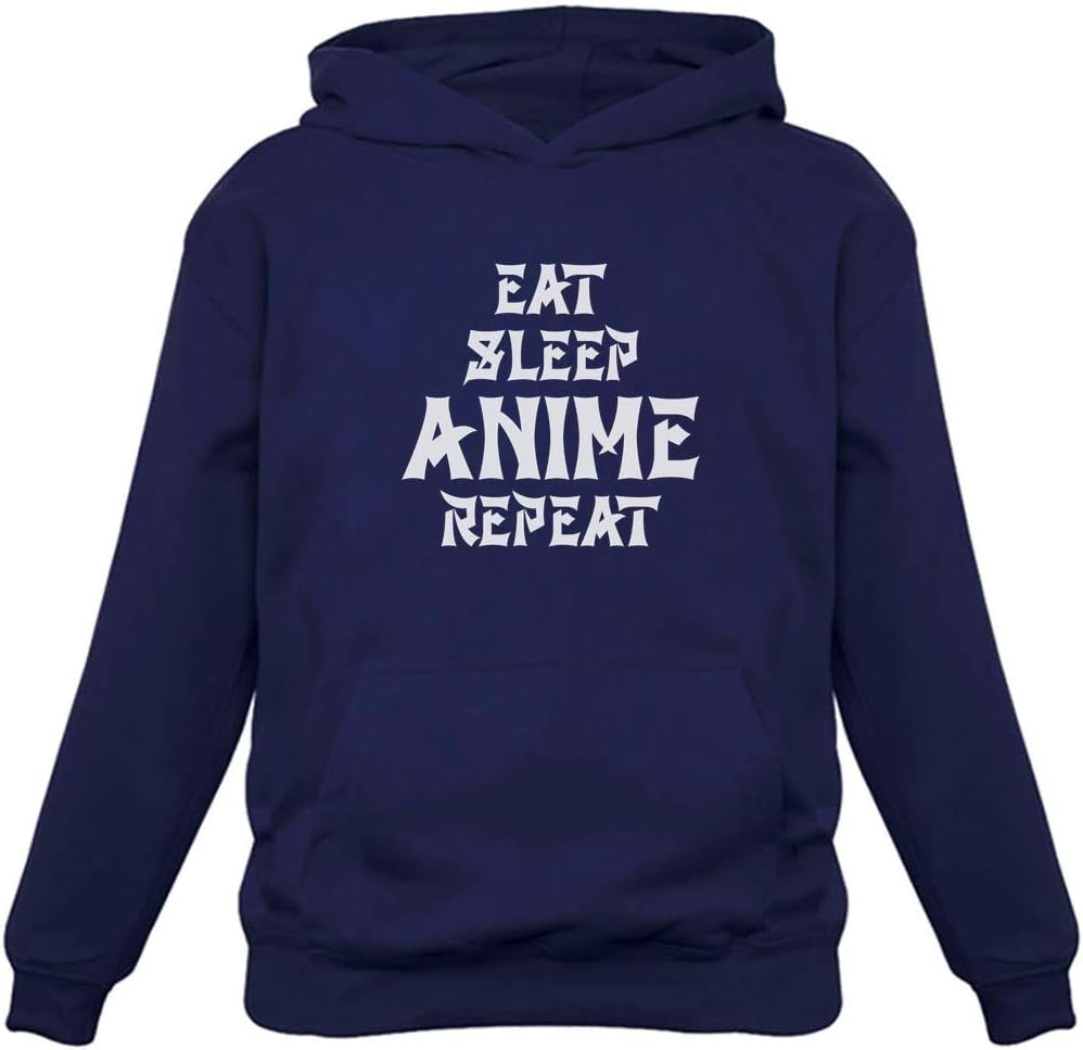 Teestars - Eat Sleep Anime Repeat Hoodie Small Blue