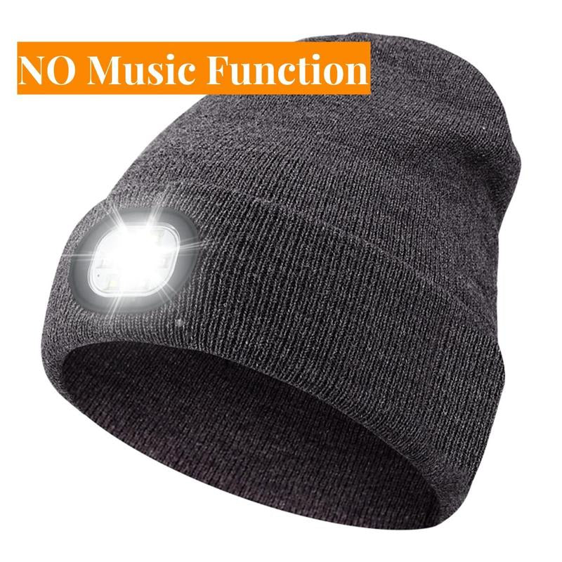 Bluetooth Beanie with Flashlight, USB Rechargeable LED Hat with Cordless Headphones, Unisex Winter Hat, Christmas & Birthday Gifts for Men, Husband, Teen, Hands-Free Lighting, Sports Mucis Headband, Bluetooth Headband, Perfect Christmas Gift