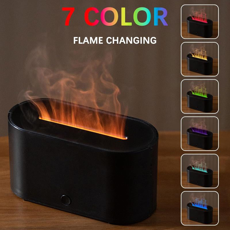 130ML Simulate Flame Design Ultrasonic Aroma Diffuser, USB Powered Essential Oil Desktop Diffuser with 7 Colors Lighting, Air Humidifier for Home Office, Mini Humidifiers