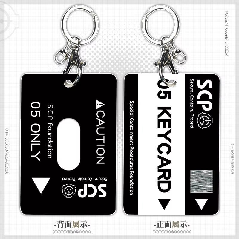 Anime SCP Foundation Level 5 M.T.F ABS Plastic Pendant Keychain Meal Bus Bank Card Cover Holder Case Gift Present