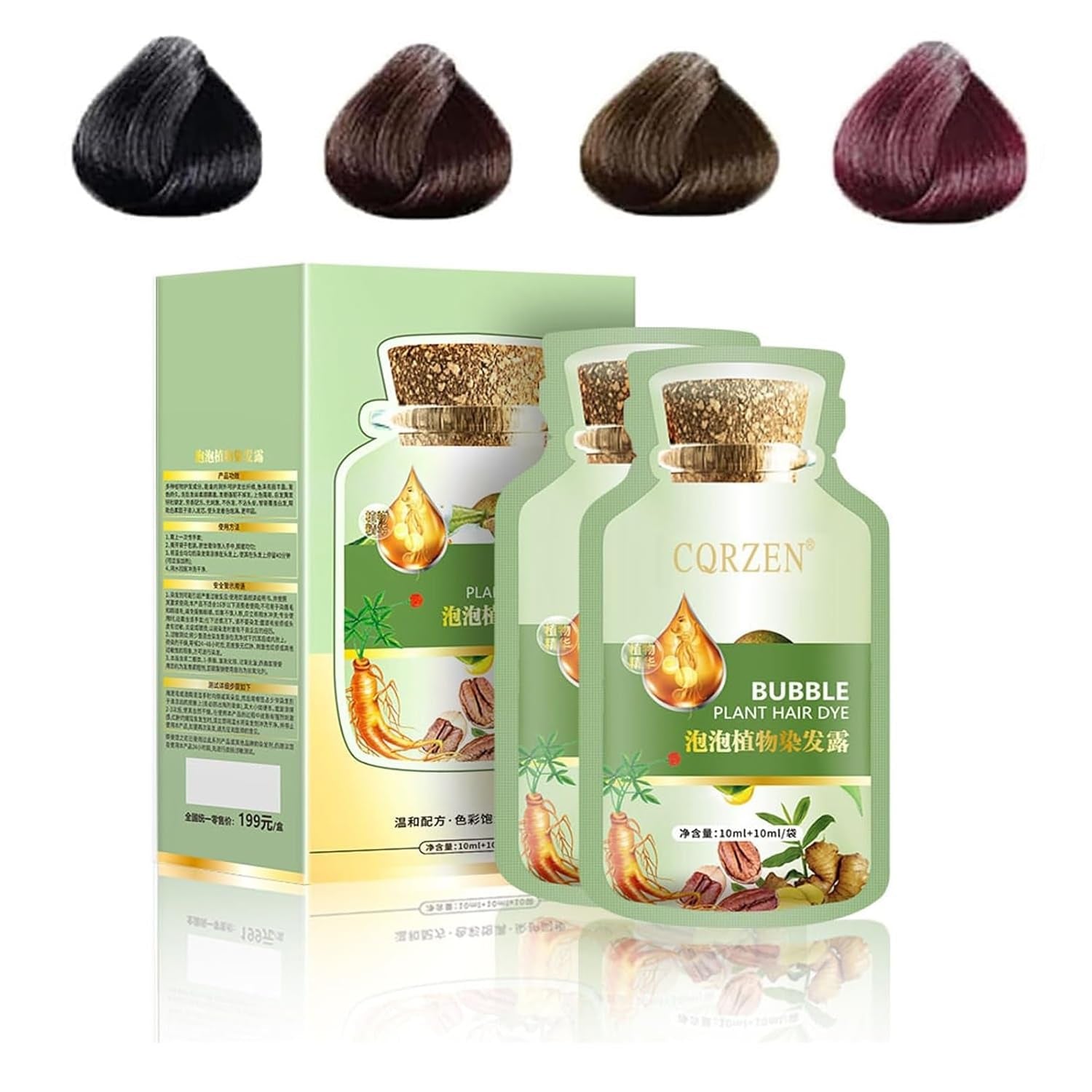 Natural Plant Extract for Grey Hair Color Bubble Shampoo, Women and Man. Non-Damage Black Hair Dye (Black)