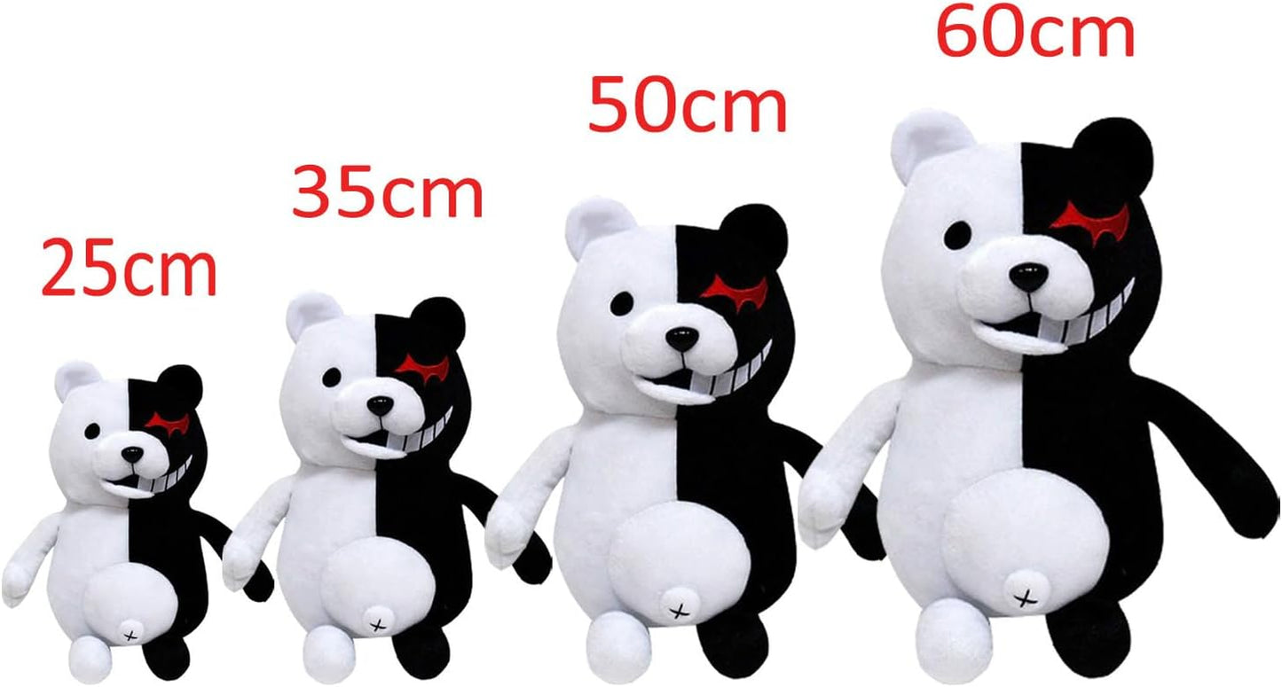 25Cm / 9.84In Black White Bear Plush Anime Stuffed Plush Toy