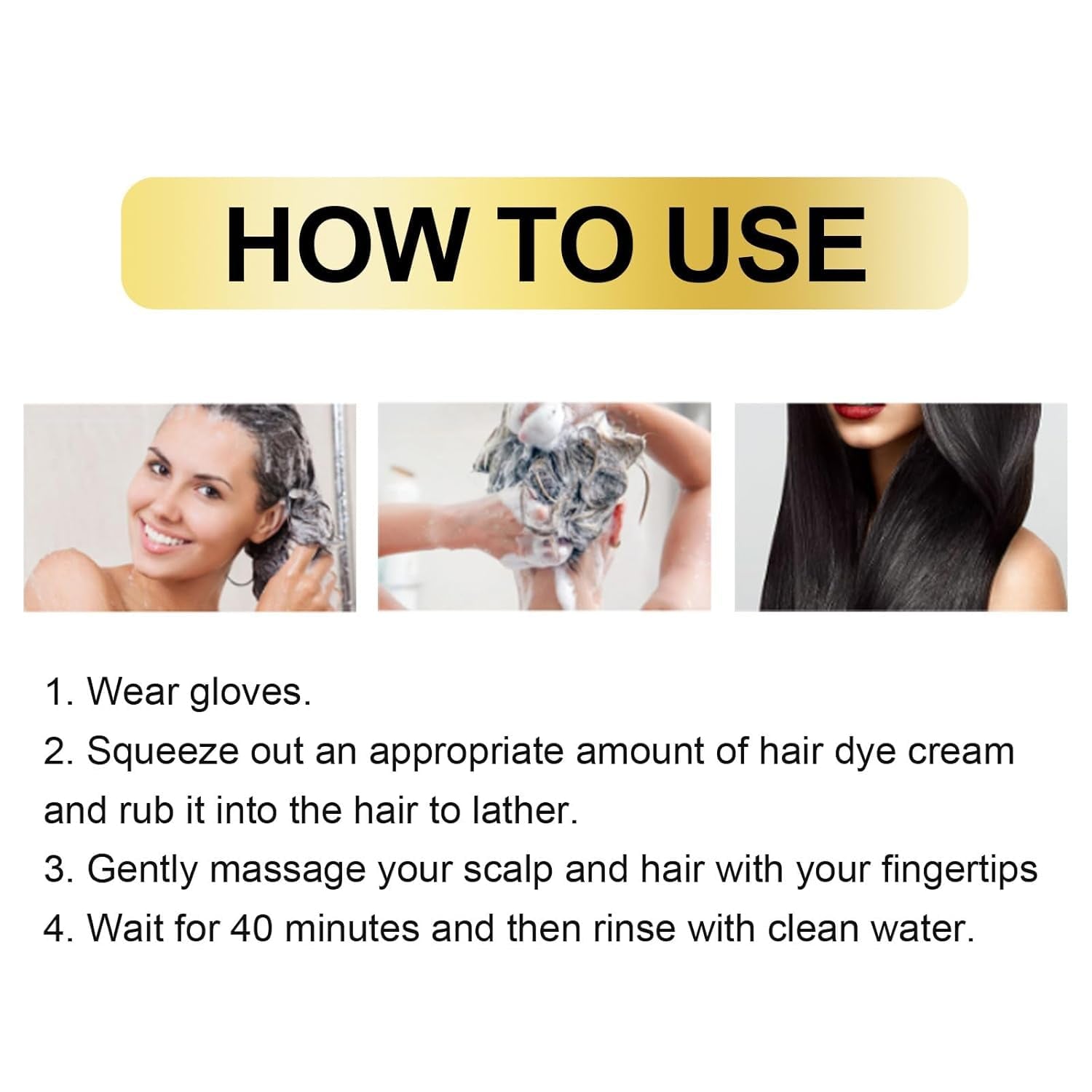 Natural Plant Extract for Grey Hair Color Bubble Shampoo, Women and Man. Non-Damage Black Hair Dye (Black)
