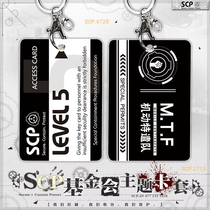 Anime SCP Foundation Level 5 M.T.F ABS Plastic Pendant Keychain Meal Bus Bank Card Cover Holder Case Gift Present