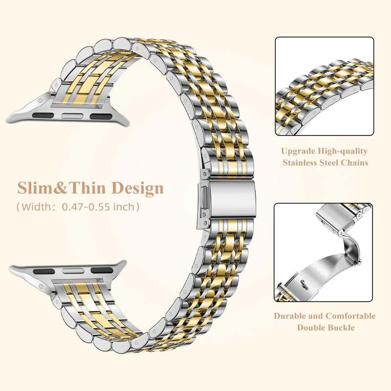 Slim Stainless Steel Band Compatible with Watch 38Mm 40Mm 41Mm 44Mm 45Mm 42Mm 49Mm, Adjustable Watch Band for Iwatch Ultra Series 9 8 7 6 5 4 3 2 1 SE, Men'S Tech Gadgets Accessories