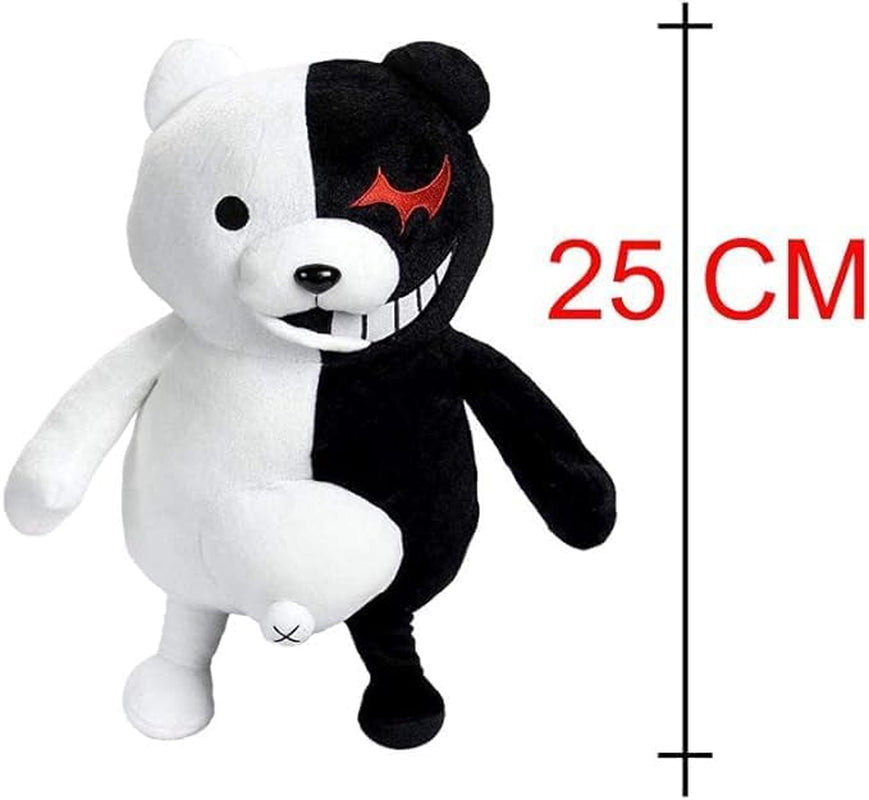 25Cm / 9.84In Black White Bear Plush Anime Stuffed Plush Toy