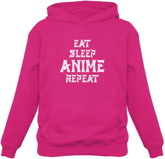 Teestars - Eat Sleep Anime Repeat Women Hoodie Large Pink