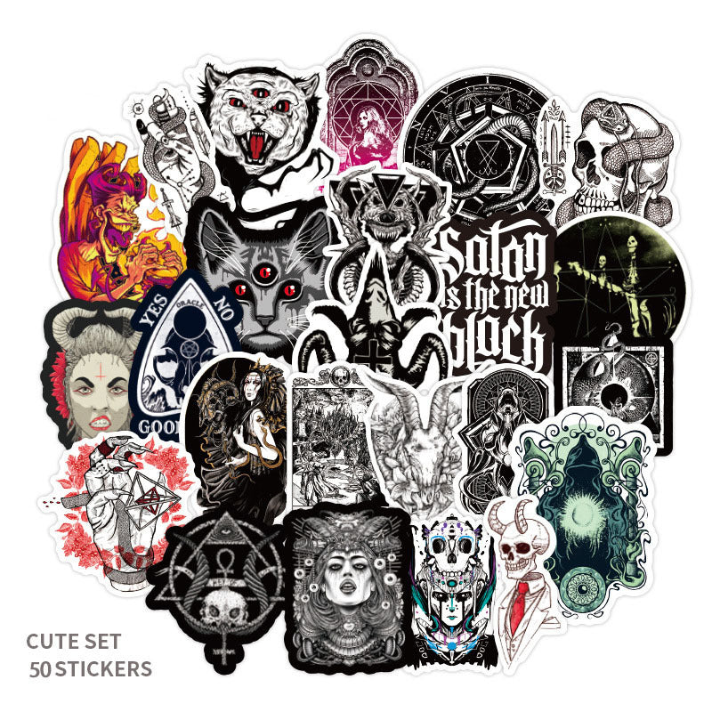 50 Goth Demon Black And White Punk Gothic Graffiti Stickers Witch Notebook Stickers