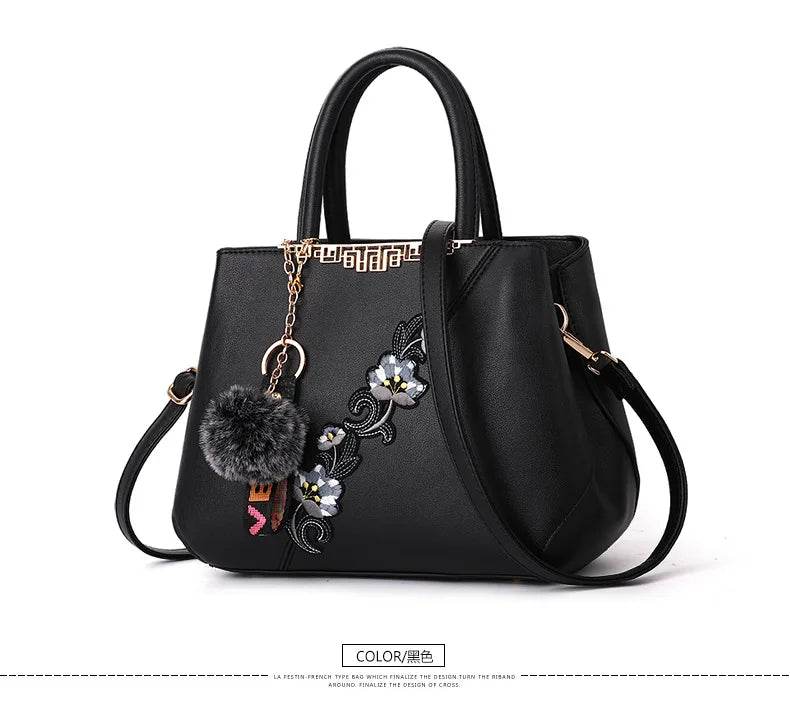 Embroidered Messenger Bag