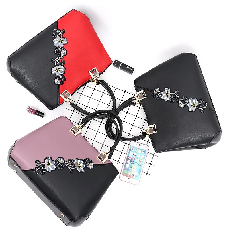 Embroidered Messenger Bag