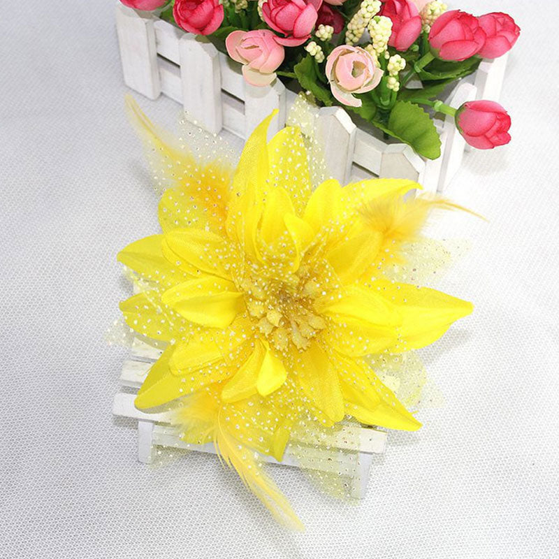 Women's Fashion Flower Feather Bead Corsage Hair Clip Bridal Hairband Brooch Pin Brida Barrettes Hair Accessories Jewelry