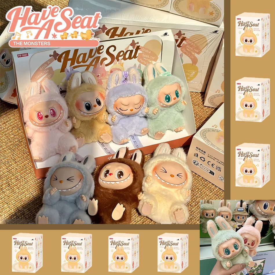 POP MART Macaron 2nd Generation Labubu Sitting Party Vinyl Plush Blind Box Gift Decorative ornaments