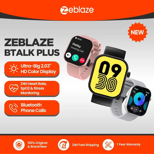 New Zeblaze Btalk Plus Voice Calling Smartwatch 2.03'' HD Color Display Health and Fitness Tracking Smart Watch for Men Women