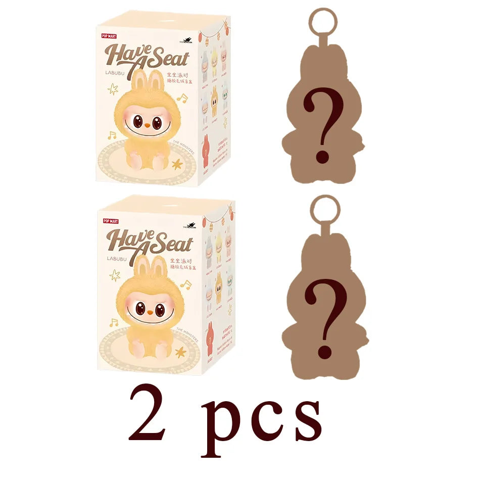 POP MART Macaron 2nd Generation Labubu Sitting Party Vinyl Plush Blind Box Gift Decorative ornaments