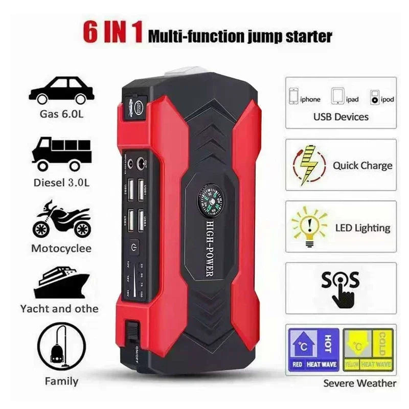 Car Jump Starter Starting Device Battery Power Bank 12V98000mAh Jumpstarter Auto Buster Emergency Booster Car Charger Jump Start