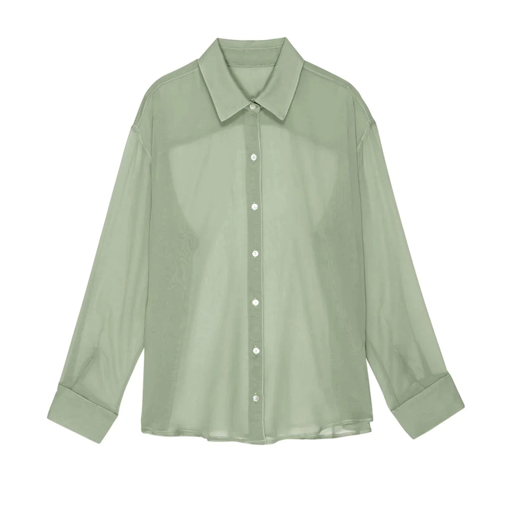 Chiffon Shear Long Sleeve Shirt Top