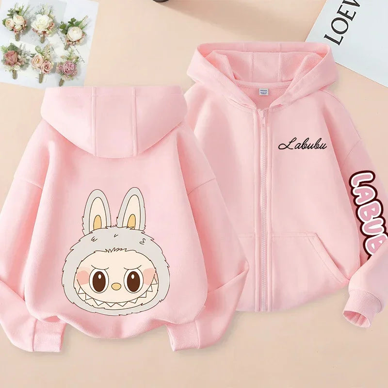 Pop-mart Labubu Children's Coat Anime Cartoon Fashion Loose Coat Boys And Girls Autumn Hip-hop Sweatshirt Adult Clothing