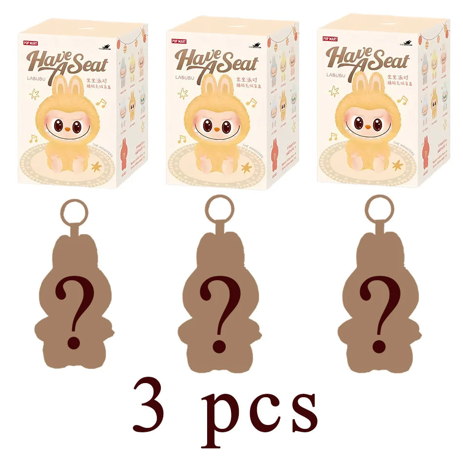 POP MART Macaron 2nd Generation Labubu Sitting Party Vinyl Plush Blind Box Gift Decorative ornaments
