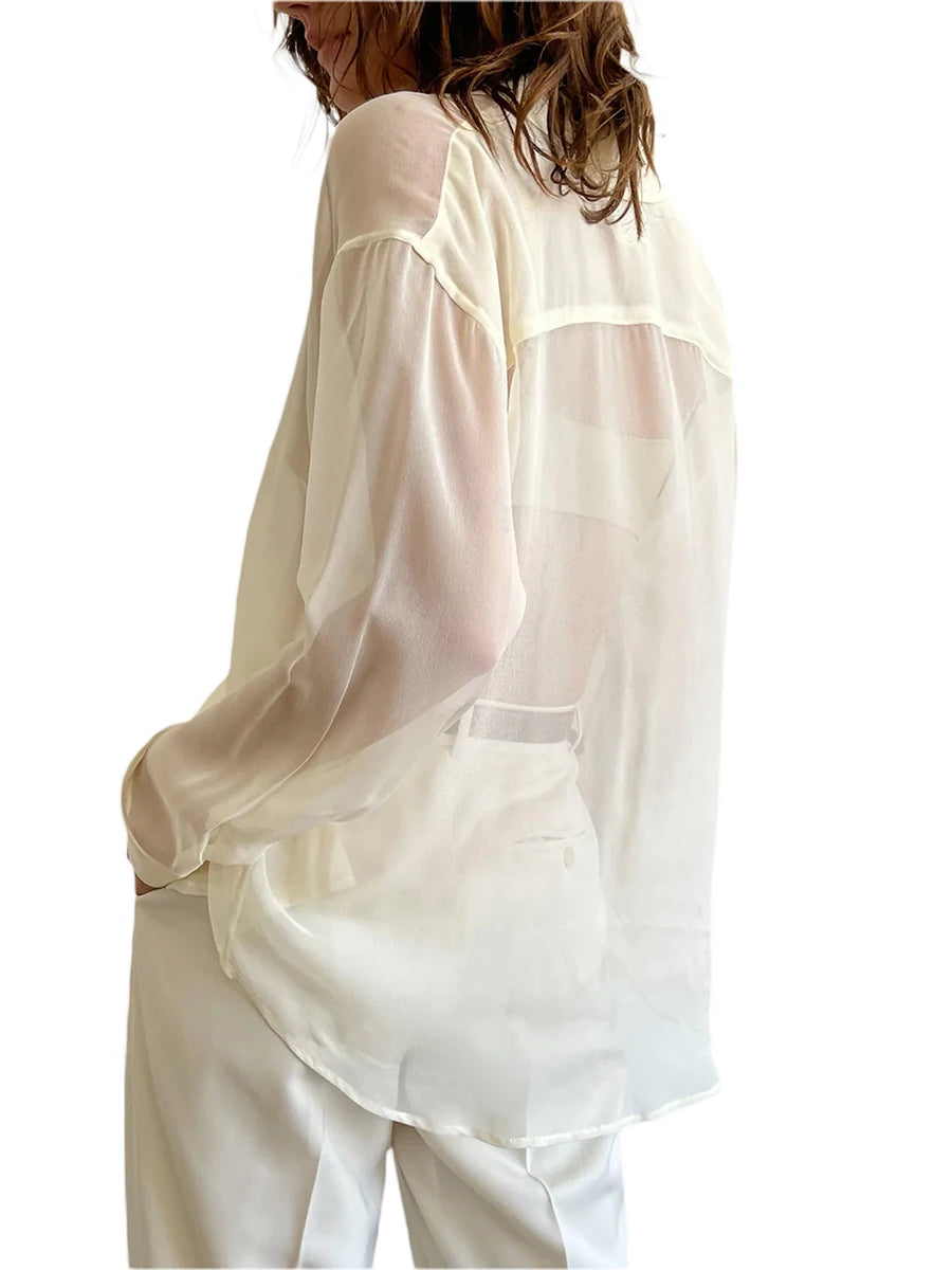 Chiffon Shear Long Sleeve Shirt Top