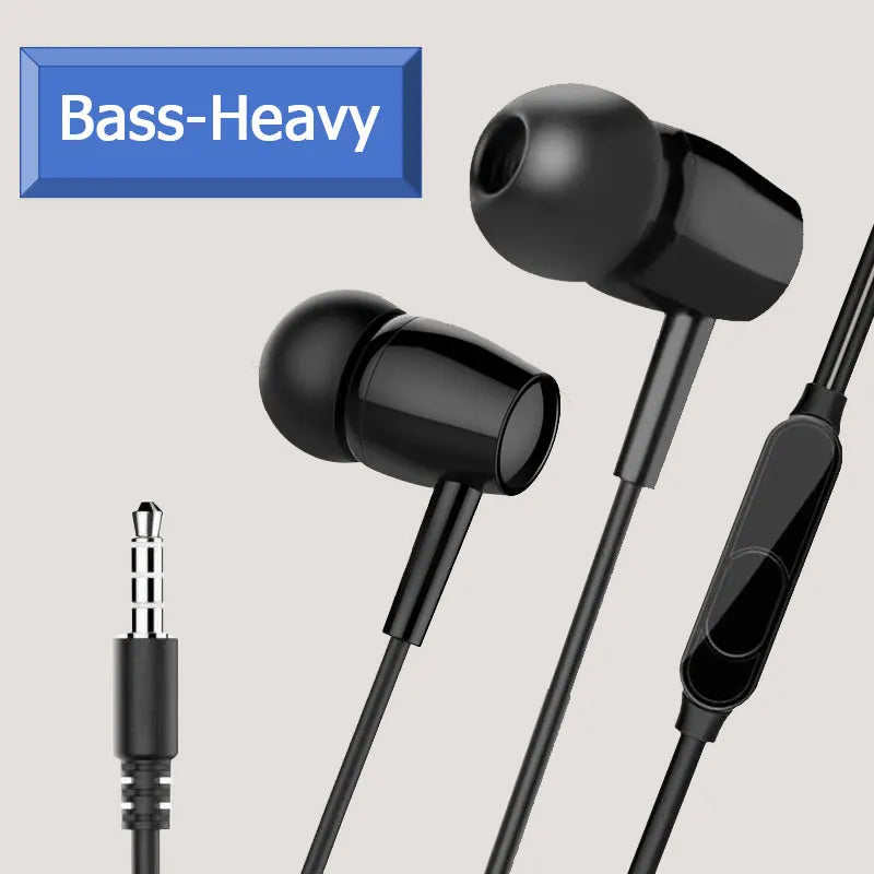 3.5mm Wired Headphones In Ear Headset Wired Earphones Heavy Bass HiFi Stereo Music Earbuds Sports In-line Control For Phones