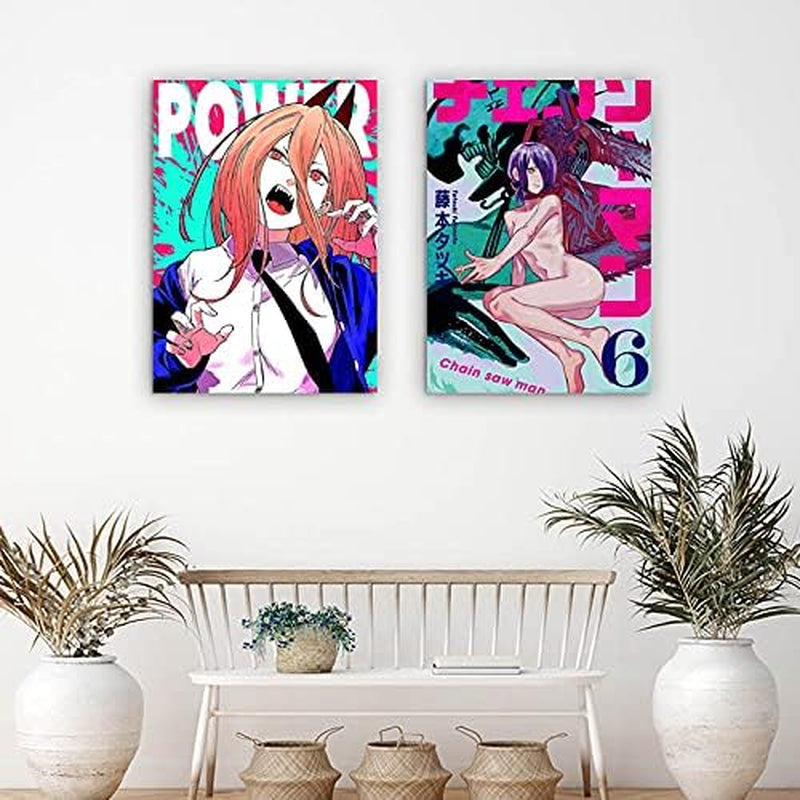 9 Pcs Chainsaw Man Poster Chapter Cover Wall Japan Anime Poster Artwork Painting Wall Art Print for Home Decor Living Room Bedroom Fans Gift (Anime,8X10Inchx9Pcs Unframed)