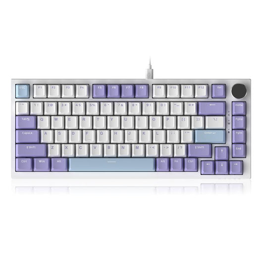 AJAZZ AK820 75% Wired RGB Gasket Mechanical Keyboard with Volume Knob, South Facing LED, Poron Foam, PBT Keycaps, Custom Programmable Hot-Swap Keyboard