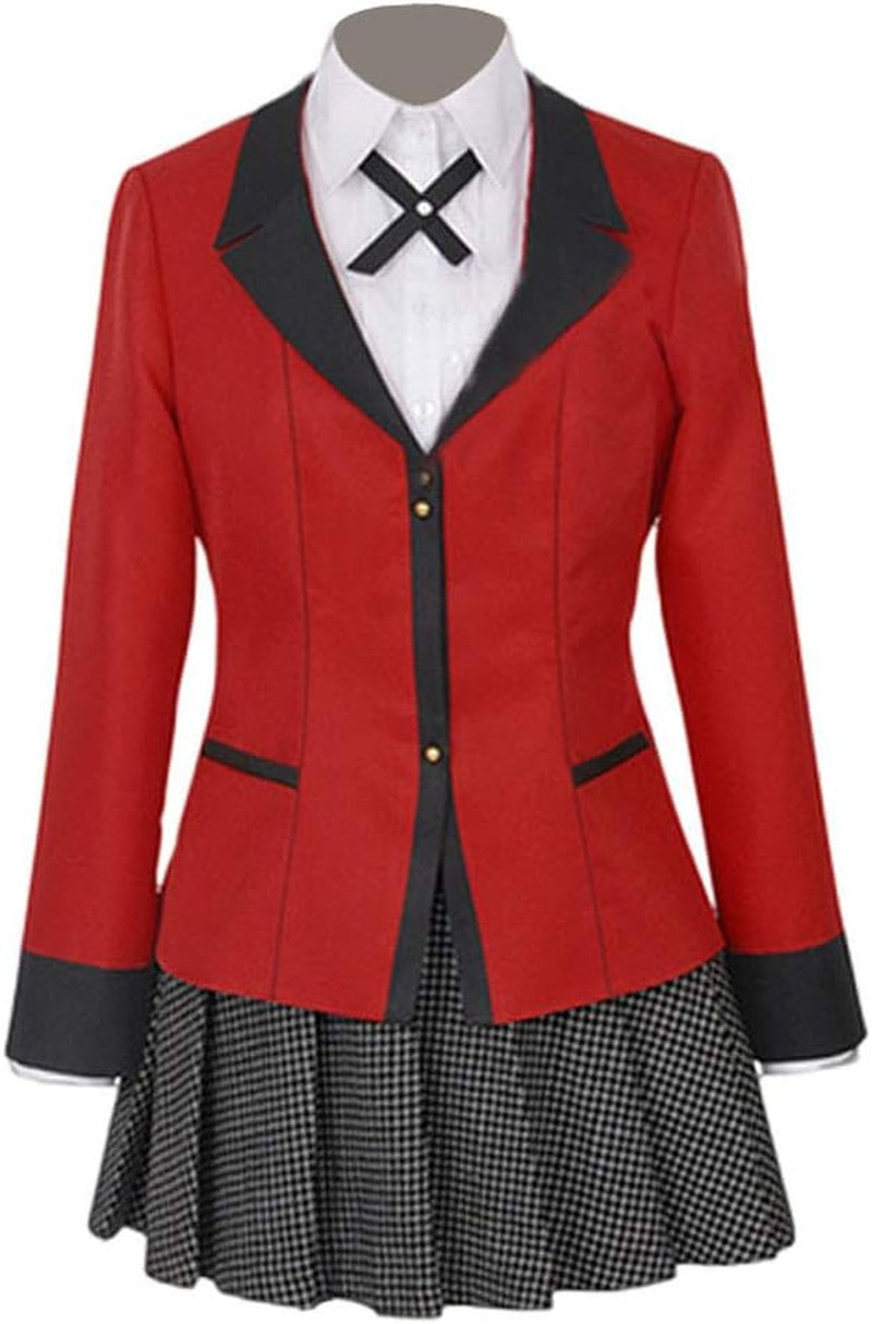 Womens Anime Yumeko Jabami Cosplay Costume JK Sailor Dress Full Set (L, Red)