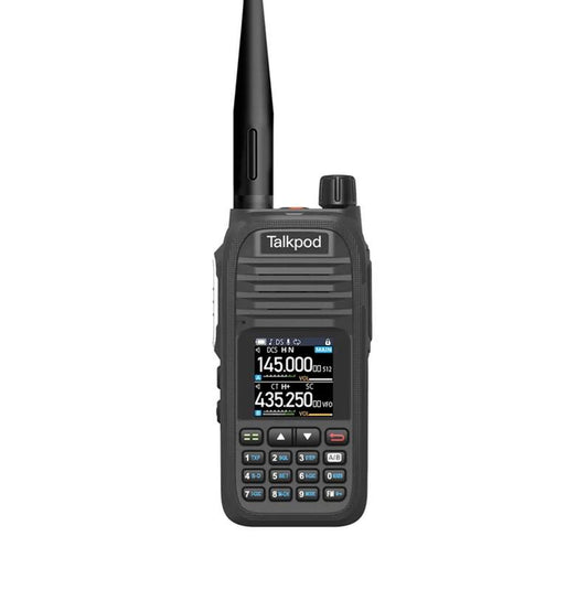 Talkpod A36SE GMRS Amateur Ham Two-Way Radio 512 Channel, 5W, 7-Band Receive with AM AIRBAND VHF UHF (Black) Audio Walkie