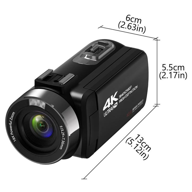 4K Video Camcorder for Music Festival, 1 Set 3.0 Inch Flip Screen 18X Zoom Camera with Microphone, 32GB SD Card, Remote Control & 1 Battery