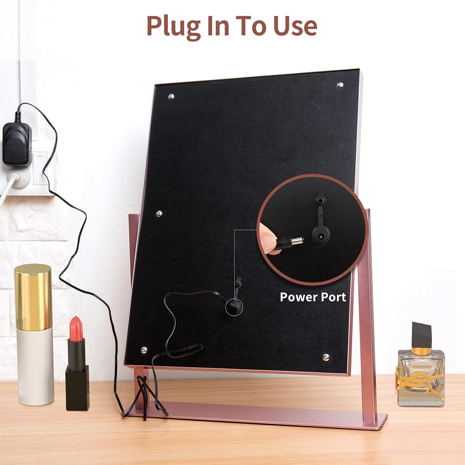 Hollywood Vanity Makeup Mirror with Lights, Lighted Mirror with 9 LED Bulbs, Dimmable 3 Color Lighting Modes, 360°Rotation Touch Control Cosmetic Beauty Mirror Desk Tabletop ( Rose Gold) 9.8" X 14"