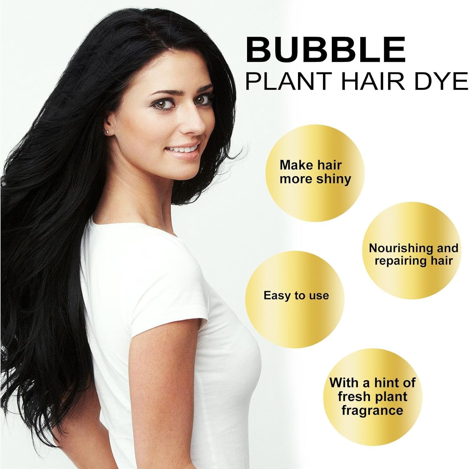 Natural Plant Extract for Grey Hair Color Bubble Shampoo, Women and Man. Non-Damage Black Hair Dye (Black)