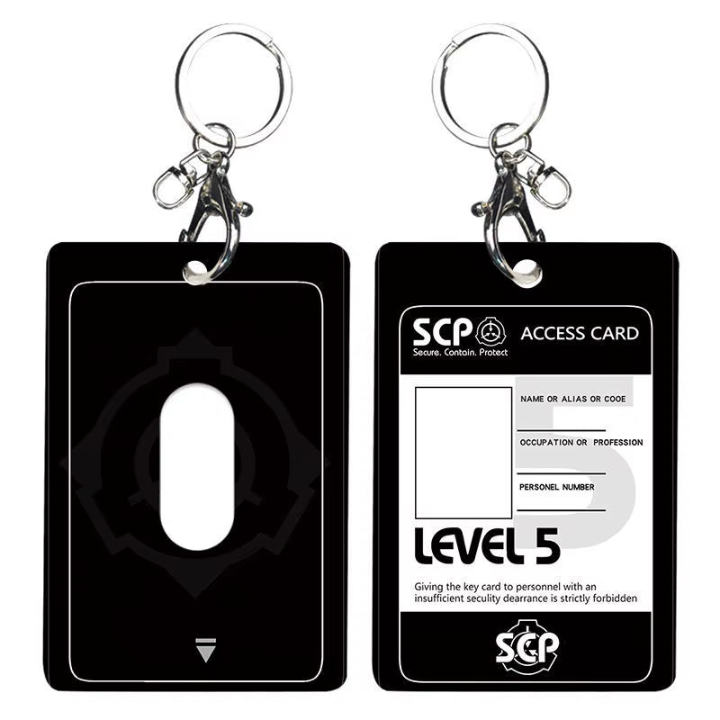 Anime SCP Foundation Level 5 M.T.F ABS Plastic Pendant Keychain Meal Bus Bank Card Cover Holder Case Gift Present