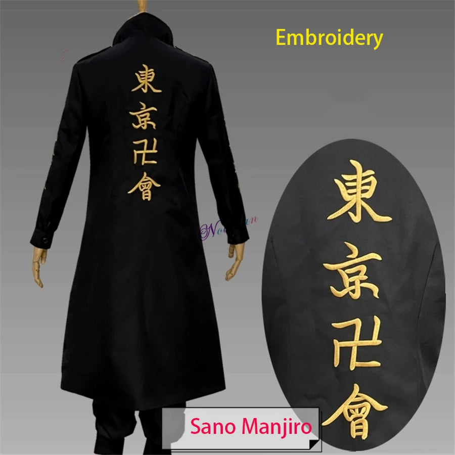 Anime Tokyo Manjiro Sano Cosplay Costume Wig Tokyo Manji Gang President Llaveros Embroidery Jacket Halloween Party