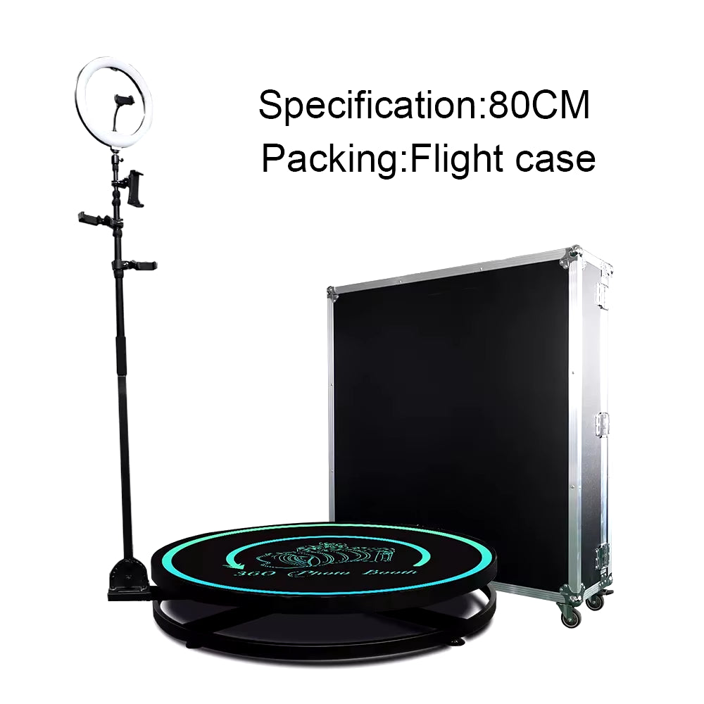 Portable 360 Photo Booth Automatic Rotating Selfie 360 Camera Photobooth with Flight Case Packing for Wedding Party Events