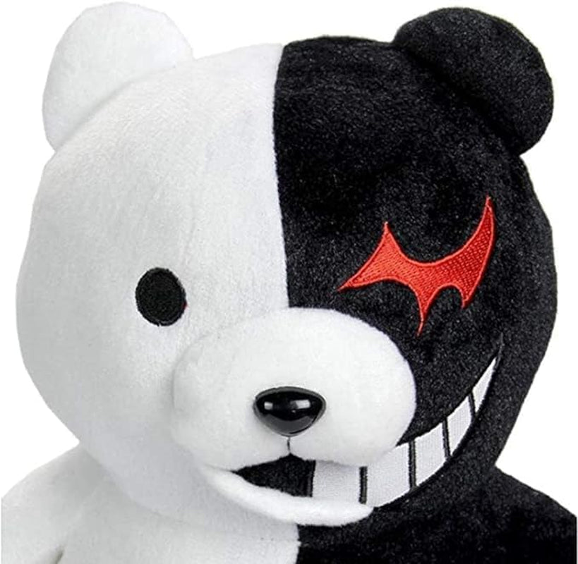 25Cm / 9.84In Black White Bear Plush Anime Stuffed Plush Toy