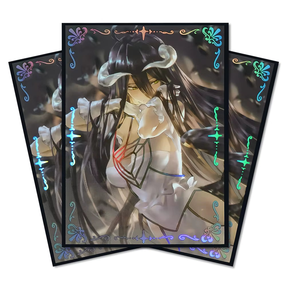 60PCS 67×92Mm Holographic Flashing Anime Card Sleeves for MTG/PKM Overlord Top Loading Inner Trading Card Protector for PTCG