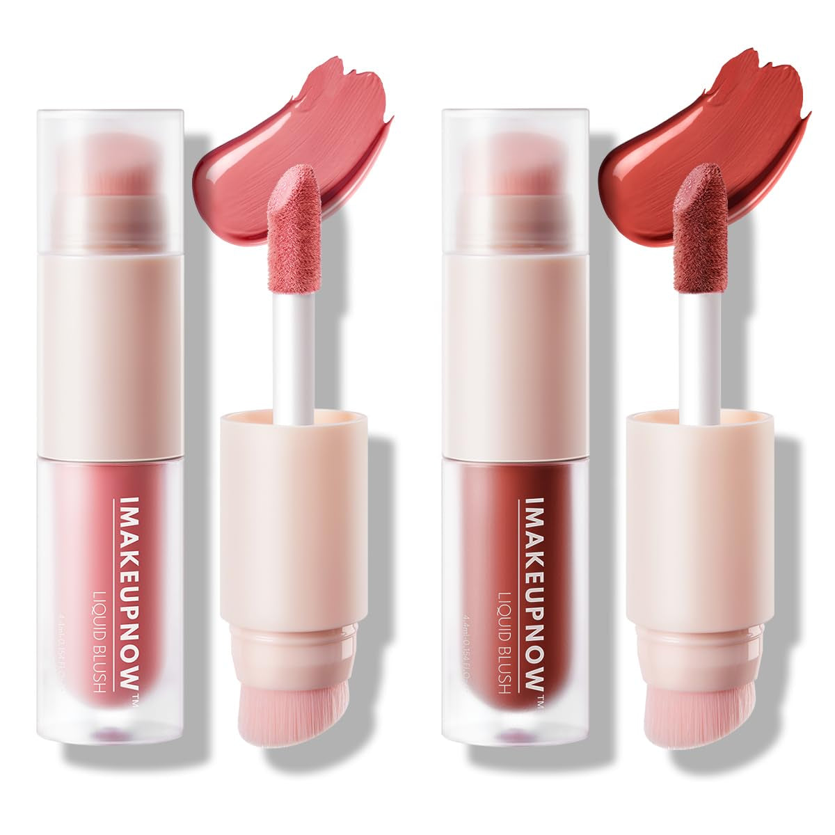 Liquid Cream Blush Stick Makeup for Cheeks | Build-In Brush - Application & Blending All in One #L001 + #L003