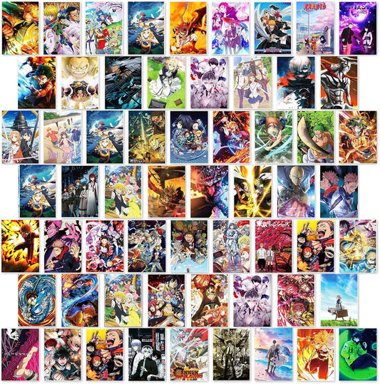 Anime Wall Collage Kit Aesthetic 60 PCS Anime Room Decor 4.2X6.2 Inch Small Anime Posters Manga Collage Kit, Anime Pictures for Wall Collage Kit