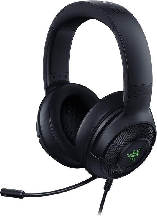 Kraken X Ultralight Gaming Headset - 7.1 Surround Sound, Bendable Microphone, Green Logo Lighting - PC Compatible - Classic Black