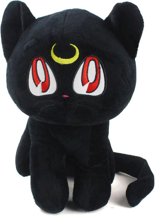 Anime Plush Doll Pet Cat Soft Plushie Stuffed Animal Figure Toy 11” Gift Decoration for Kids Girls (28Cm/11Inch, Black)