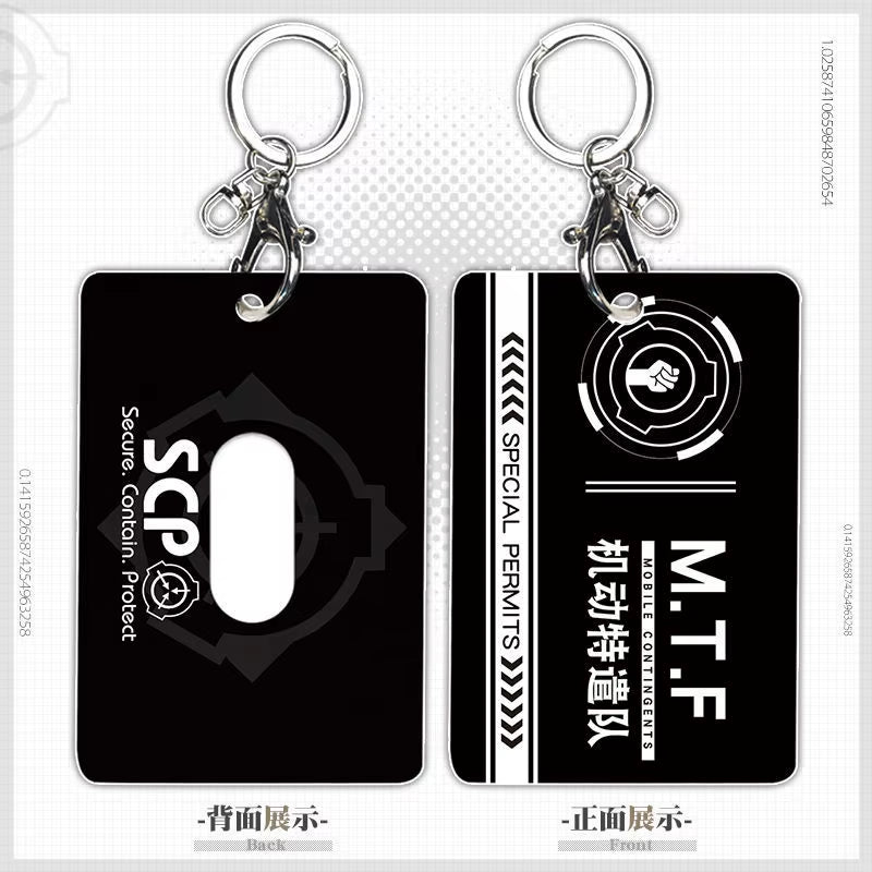 Anime SCP Foundation Level 5 M.T.F ABS Plastic Pendant Keychain Meal Bus Bank Card Cover Holder Case Gift Present